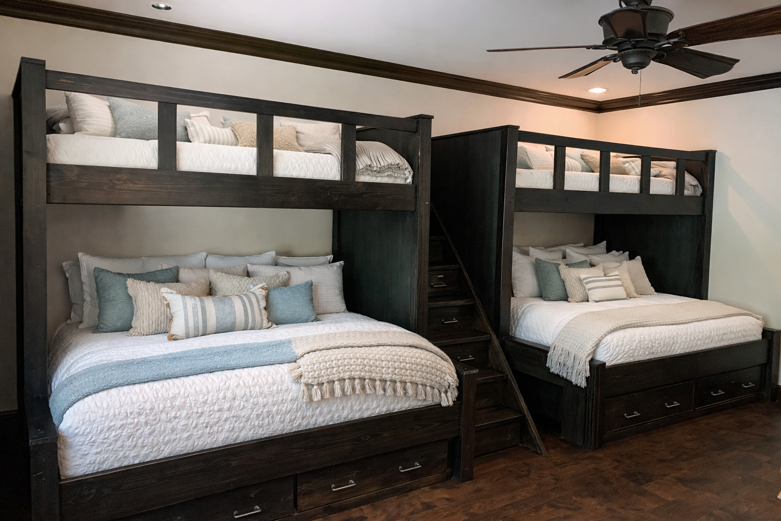 Lake House Custom Single Or Quad Bunk Bed With Drawers