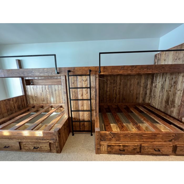 Lake Tahoe Custom Bunk Bed With Drawers and Custom Welded Metalwork